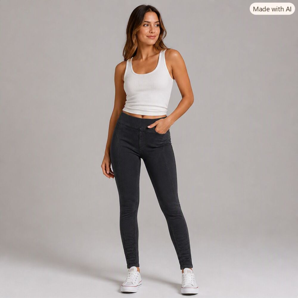 Wearables Charcoal Ruched Jeggings – NWT, Size S, Sleek Stretch Fit